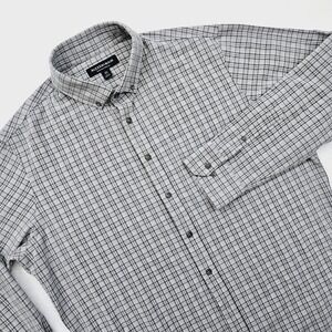 Mizzen + Main Mens 2XL XXL Plaid Checkered Grey Office Performance Shirt Preppy
